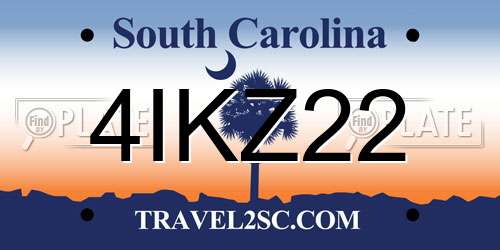 4IKZ22 South Carolina License Plate