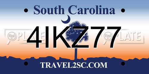 4IKZ77 South Carolina License Plate