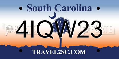4IQW23 South Carolina License Plate