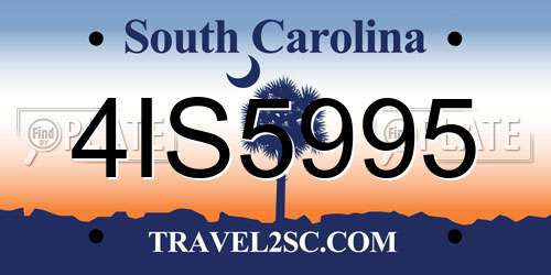 4IS5995 South Carolina License Plate
