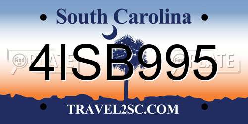 4ISB995 South Carolina License Plate