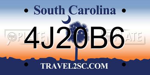 4J20B6 South Carolina License Plate