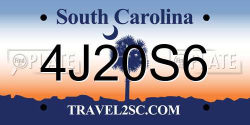 4J20S6 South Carolina License Plate