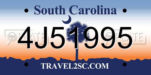 4J51995 South Carolina License Plate