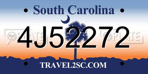 4J52272 South Carolina License Plate