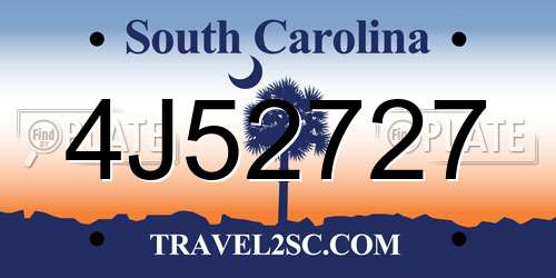 4J52727 South Carolina License Plate