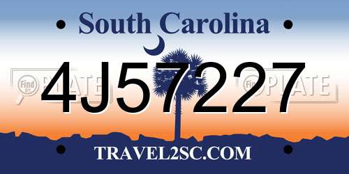 4J57227 South Carolina License Plate