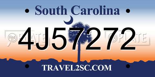 4J57272 South Carolina License Plate