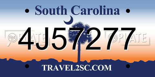 4J57277 South Carolina License Plate