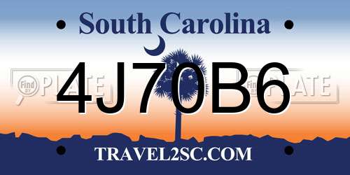 4J70B6 South Carolina License Plate