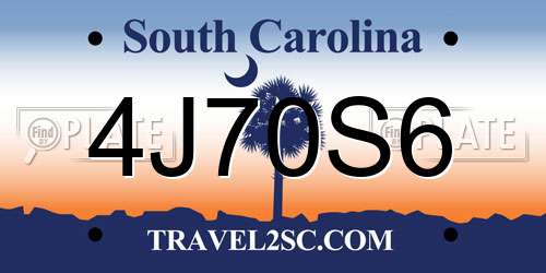 4J70S6 South Carolina License Plate