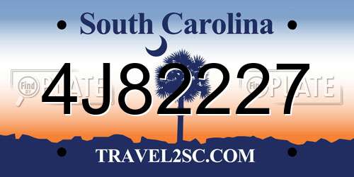 4J82227 South Carolina License Plate