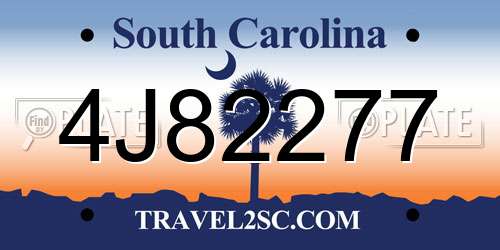 4J82277 South Carolina License Plate
