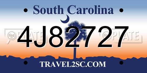4J82727 South Carolina License Plate