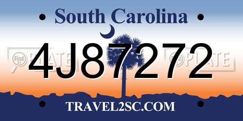 4J87272 South Carolina License Plate