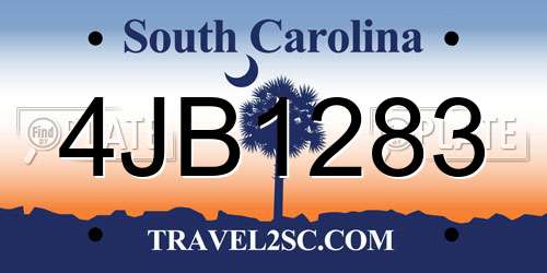 4JB1283 South Carolina License Plate