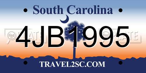 4JB1995 South Carolina License Plate