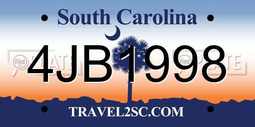 4JB1998 South Carolina License Plate