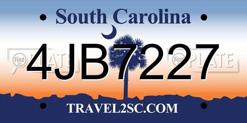 4JB7227 South Carolina License Plate