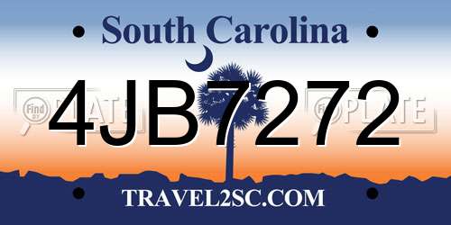 4JB7272 South Carolina License Plate