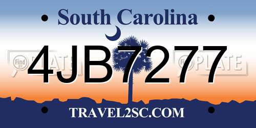4JB7277 South Carolina License Plate