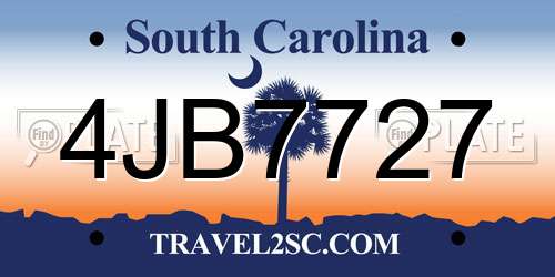4JB7727 South Carolina License Plate