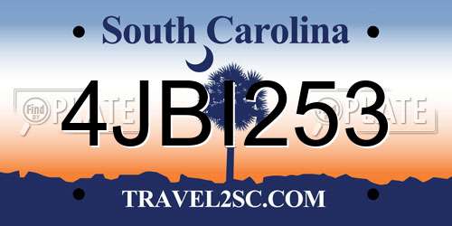 4JBI253 South Carolina License Plate