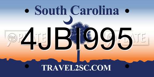 4JBI995 South Carolina License Plate