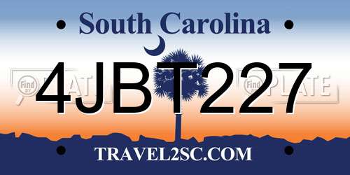 4JBT227 South Carolina License Plate
