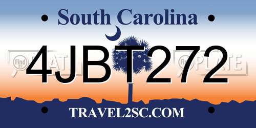 4JBT272 South Carolina License Plate