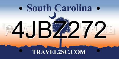 4JBZ272 South Carolina License Plate