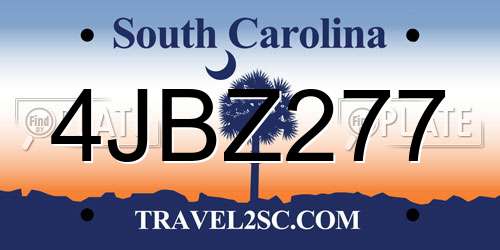 4JBZ277 South Carolina License Plate