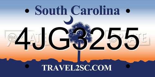 4JG3255 South Carolina License Plate