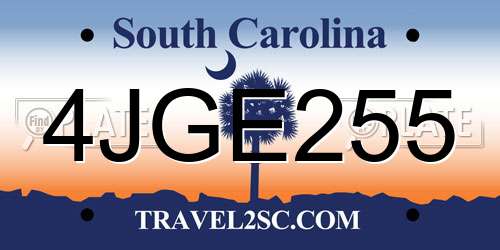 4JGE255 South Carolina License Plate
