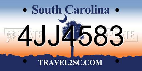 4JJ4583 South Carolina License Plate