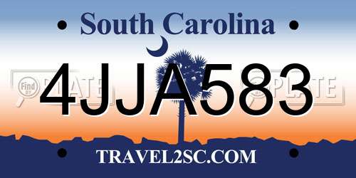 4JJA583 South Carolina License Plate