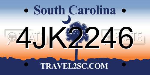 4JK2246 South Carolina License Plate