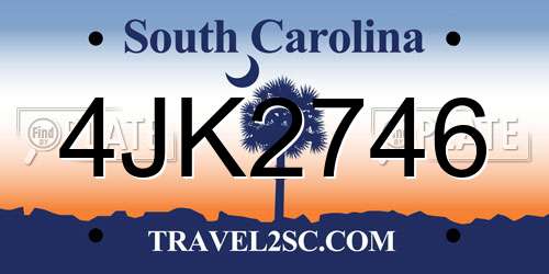 4JK2746 South Carolina License Plate
