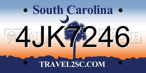 4JK7246 South Carolina License Plate