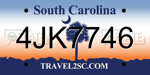 4JK7746 South Carolina License Plate