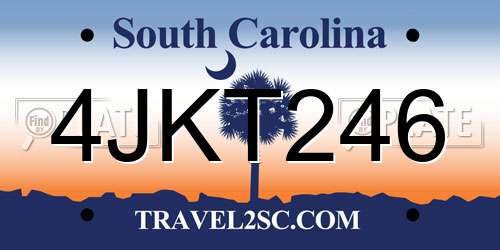 4JKT246 South Carolina License Plate