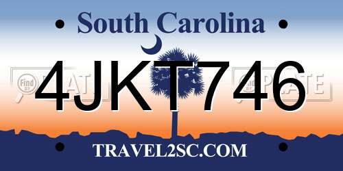 4JKT746 South Carolina License Plate