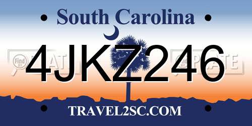 4JKZ246 South Carolina License Plate