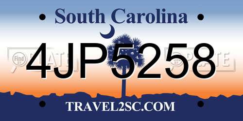4JP5258 South Carolina License Plate