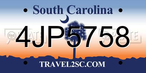 4JP5758 South Carolina License Plate