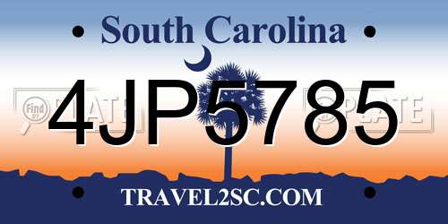 4JP5785 South Carolina License Plate