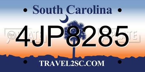 4JP8285 South Carolina License Plate
