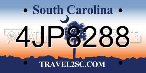 4JP8288 South Carolina License Plate