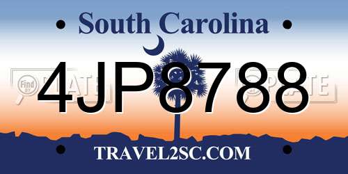 4JP8788 South Carolina License Plate