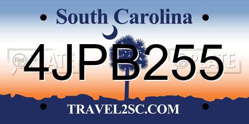 4JPB255 South Carolina License Plate